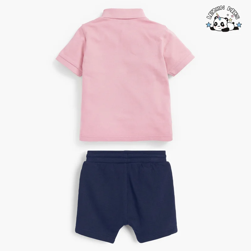 LEZONKIDS - Customized Own Style Short Sleeve Children Suit Turndown Collar Casual Boy Clothing Sets
